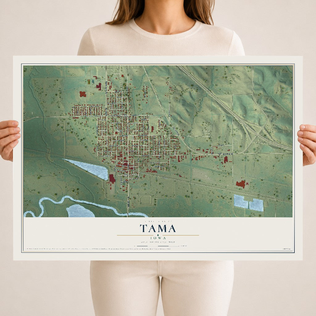 Map of Tama, Iowa, 18 x 24 inch unframed archival matte print