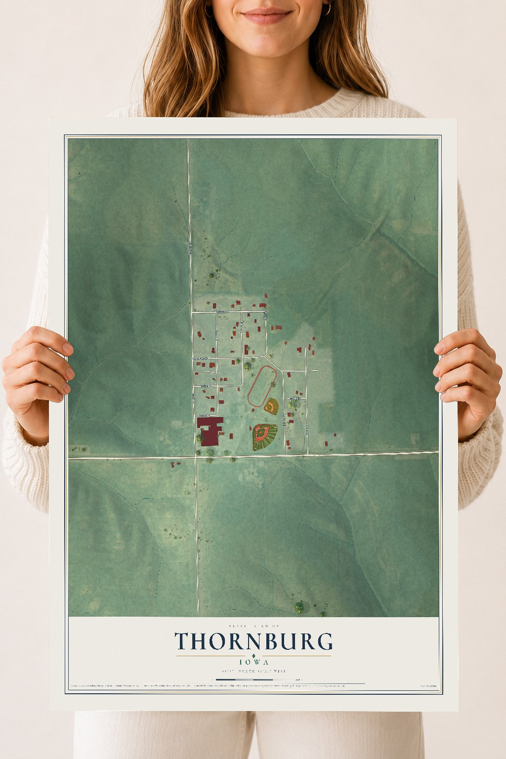 Map of Thornburg, Iowa, 18 x 24 inch unframed archival matte print