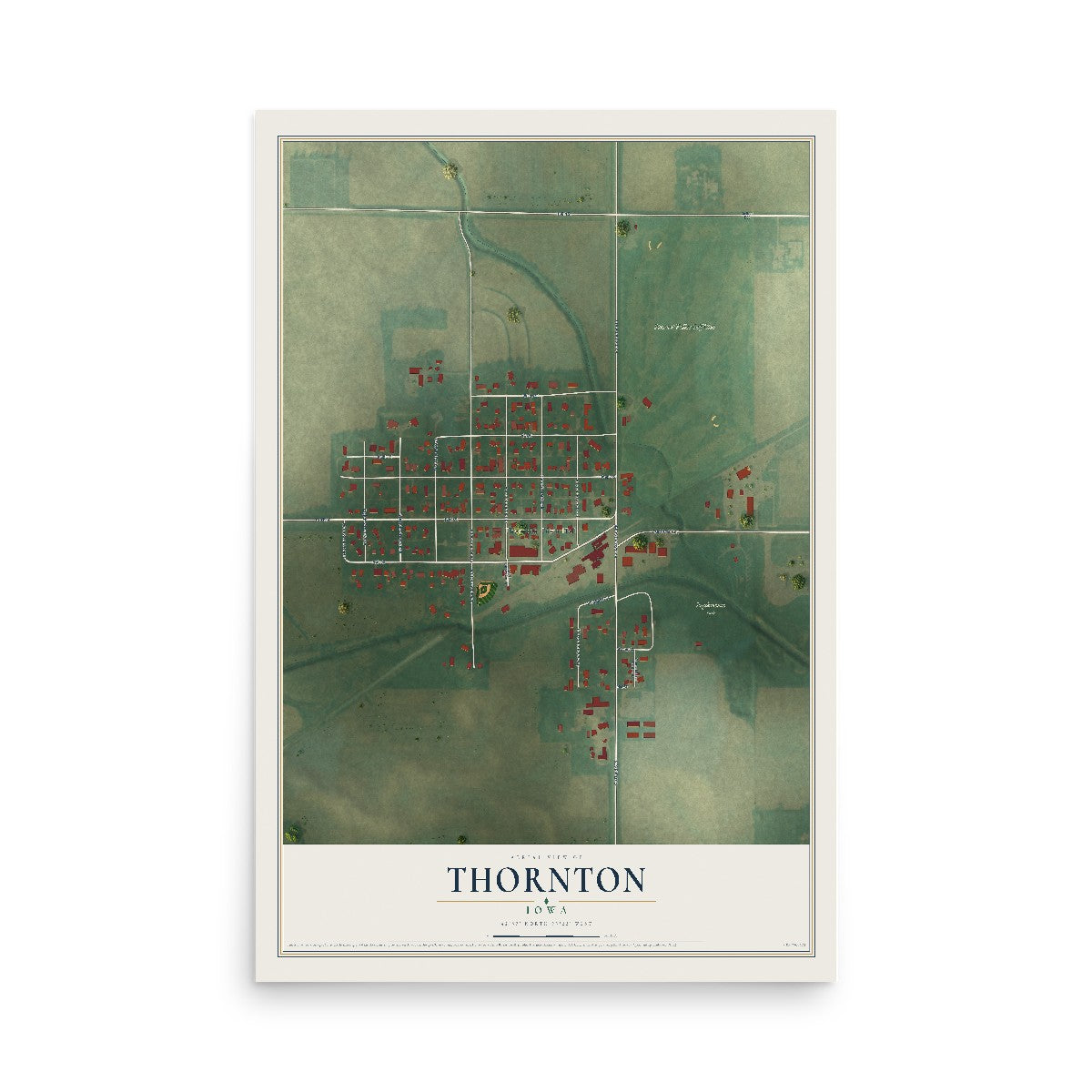 Map of Thornton, Iowa, 12 x 18 inch unframed archival matte print