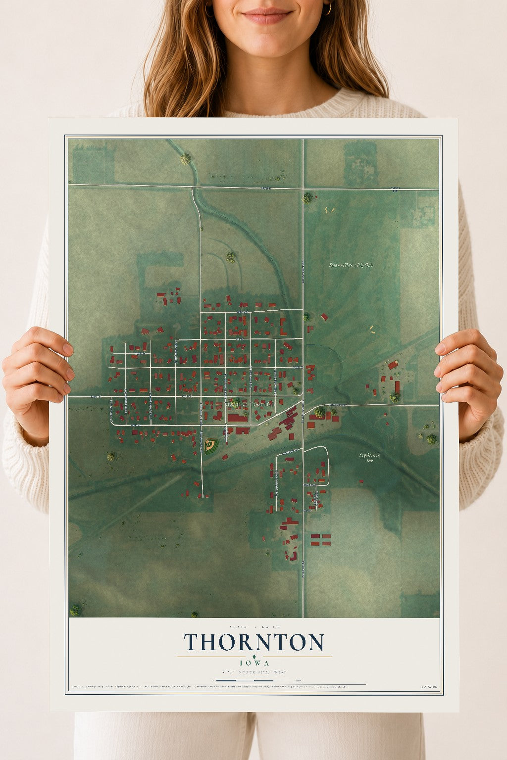 Map of Thornton, Iowa, 18 x 24 inch unframed archival matte print
