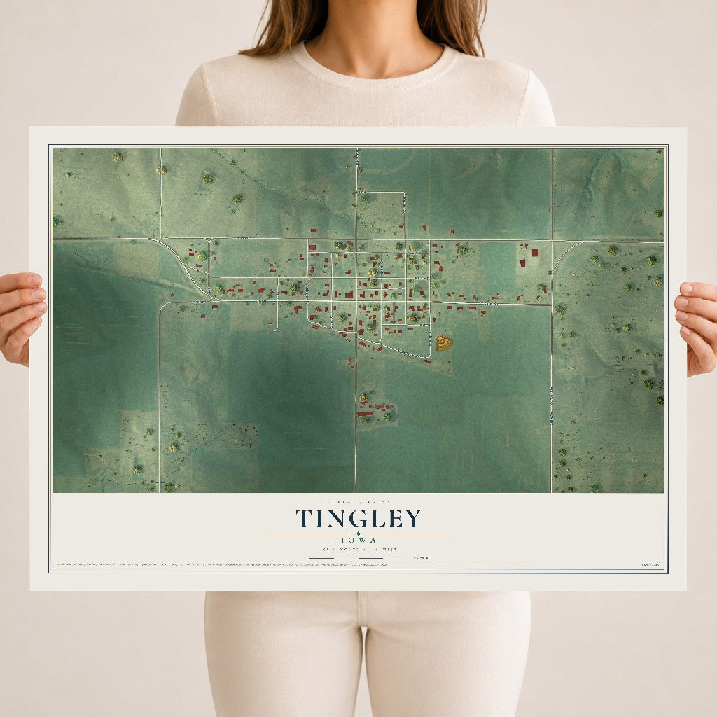 Map of Tingley, Iowa, 18 x 24 inch unframed archival matte print
