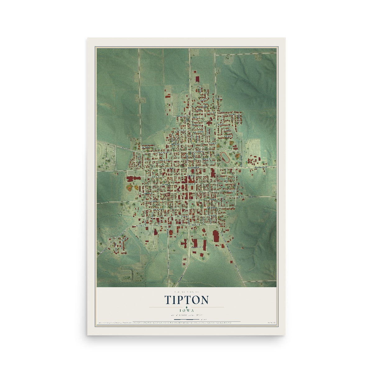 Map of Tipton, Iowa, 12 x 18 inch unframed archival matte print