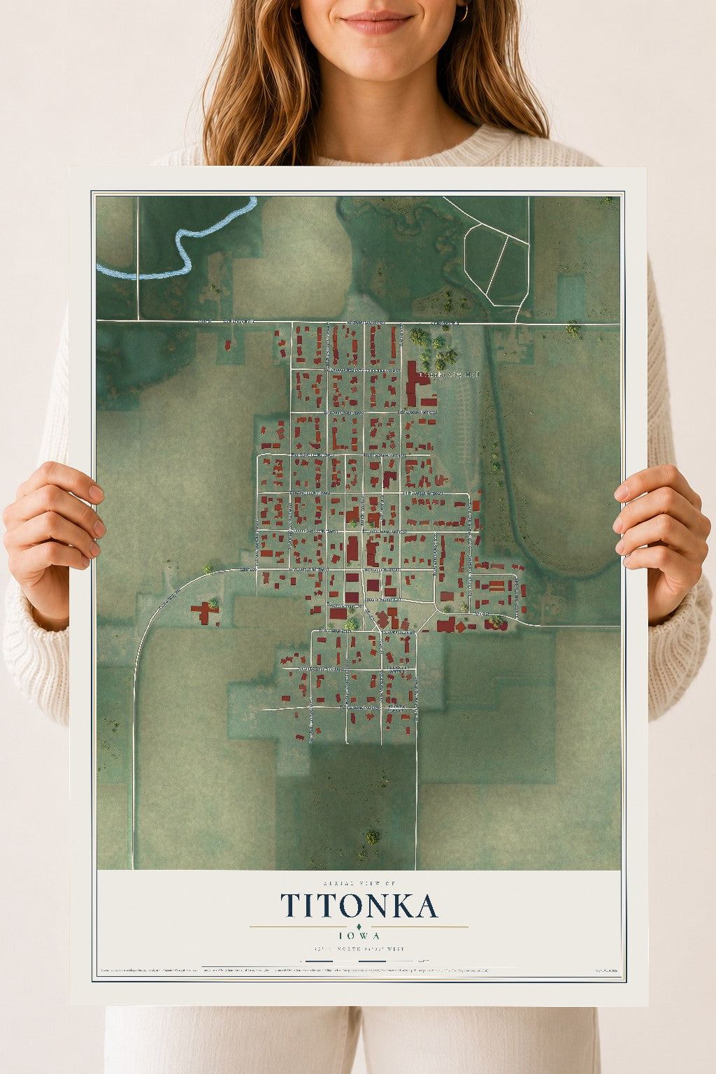 Map of Titonka, Iowa, 18 x 24 inch unframed archival matte print
