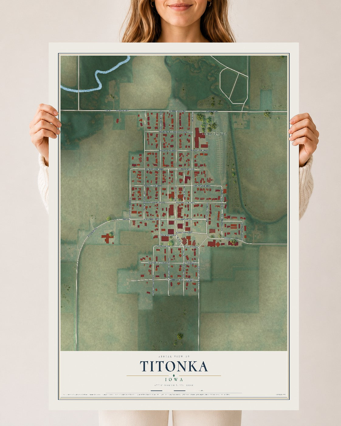 Map of Titonka, Iowa, 24 x 36 inch unframed archival matte print