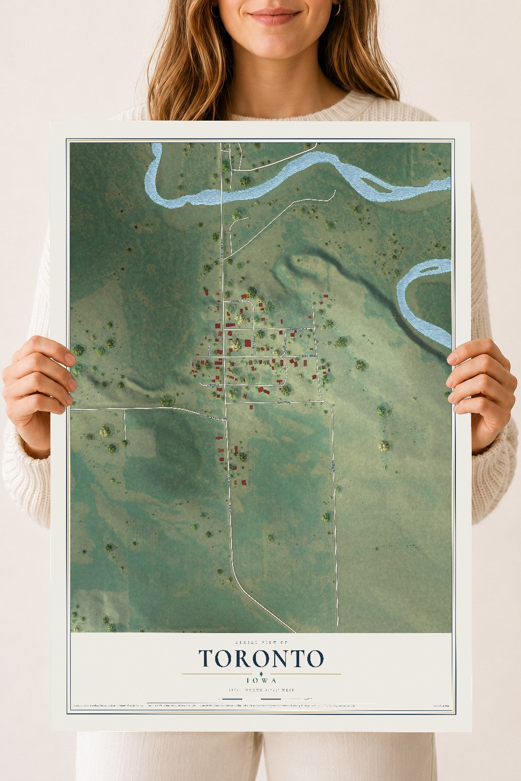 Map of Toronto, Iowa, 18 x 24 inch unframed archival matte print