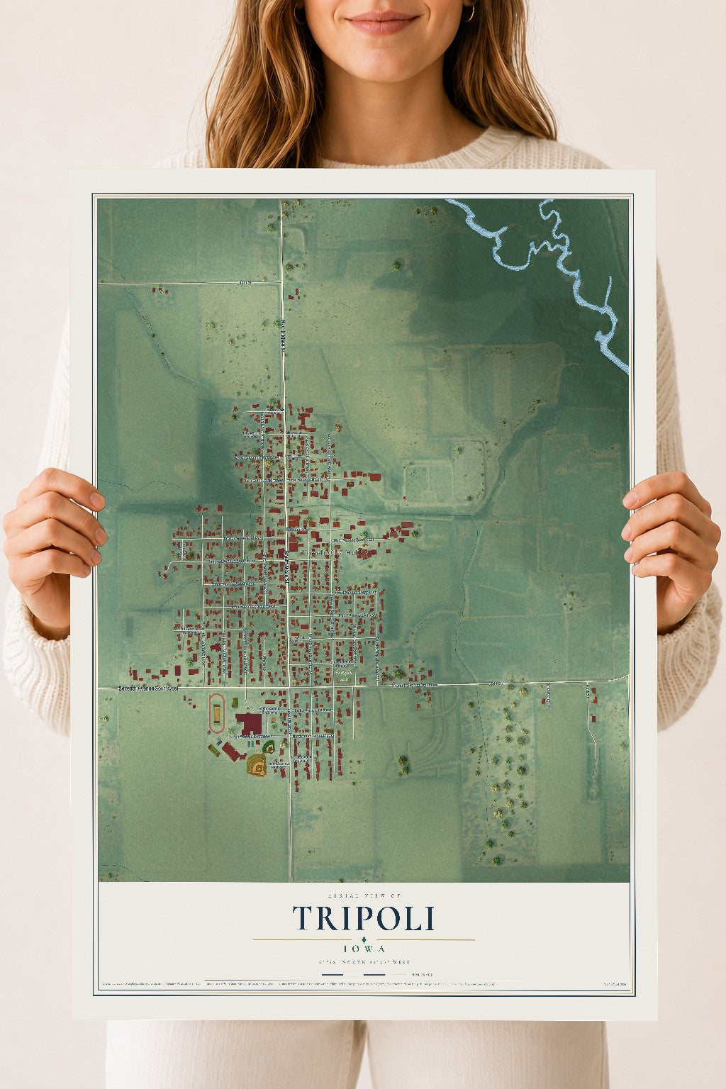 Map of Tripoli, Iowa, 18 x 24 inch unframed archival matte print