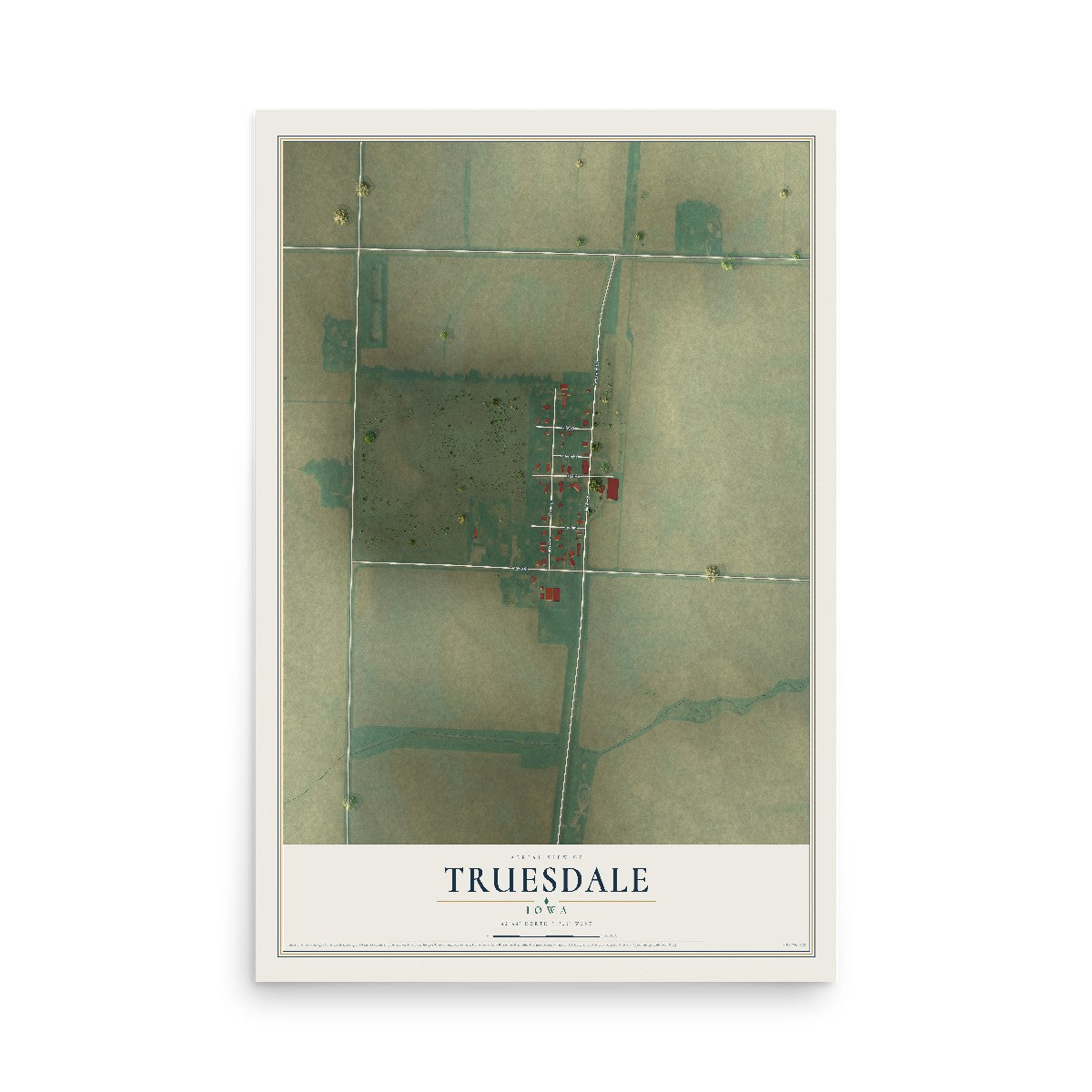 Map of Truesdale, Iowa, 12 x 18 inch unframed archival matte print