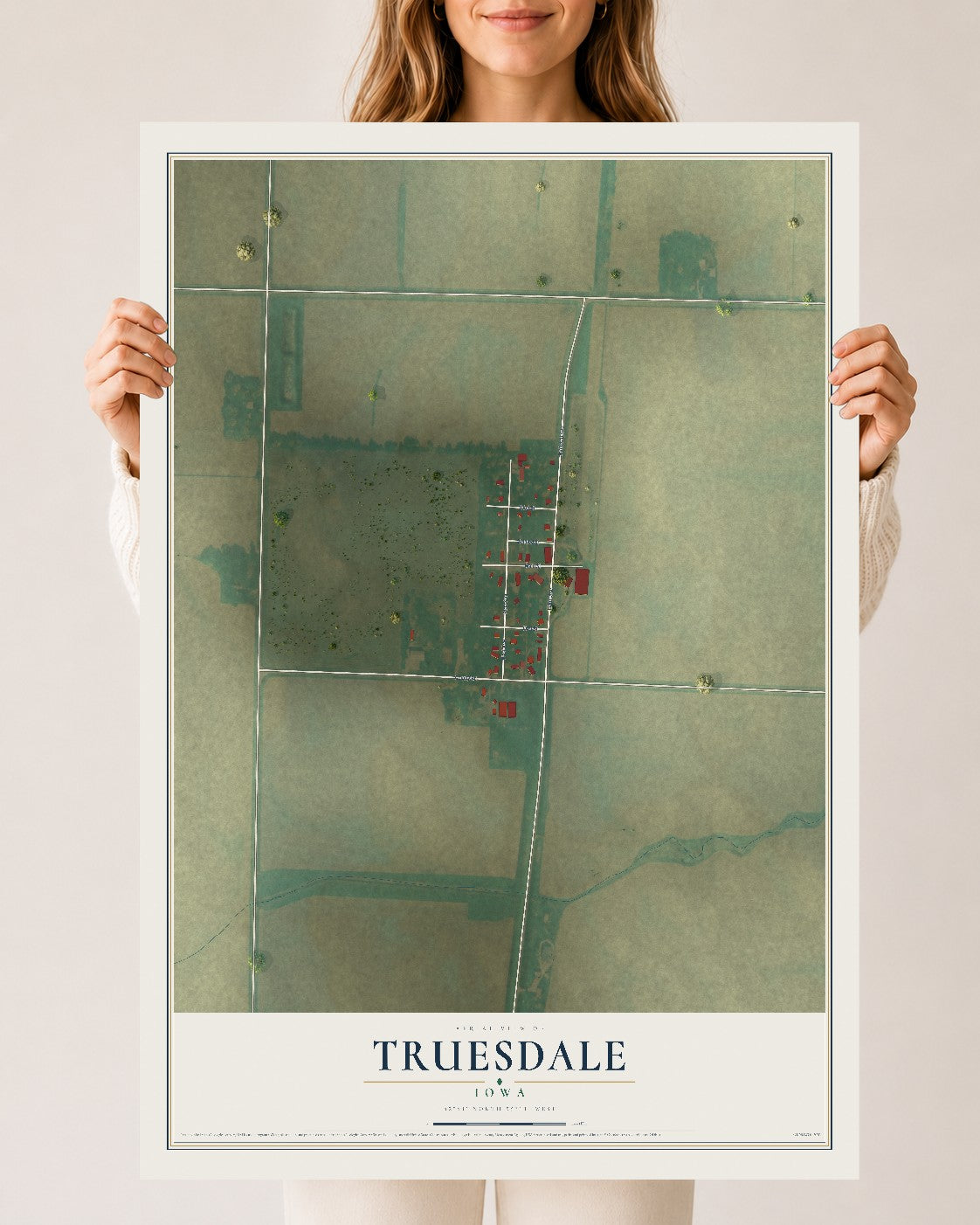 Map of Truesdale, Iowa, 24 x 36 inch unframed archival matte print