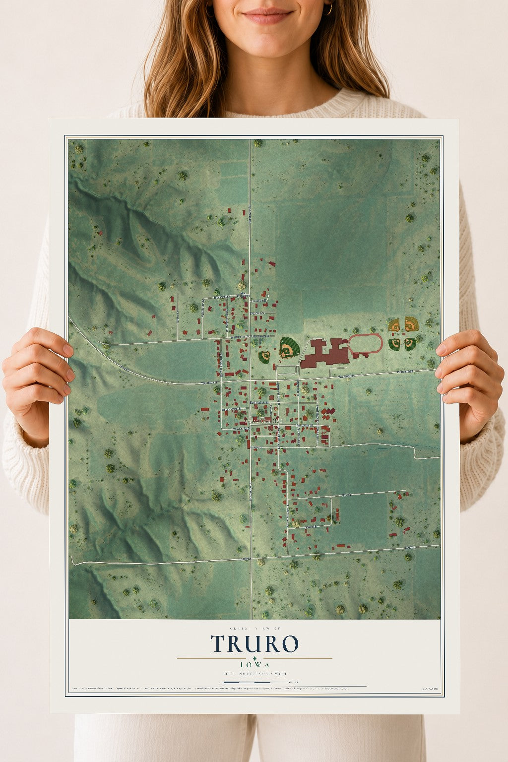 Map of Truro, Iowa, 18 x 24 inch unframed archival matte print