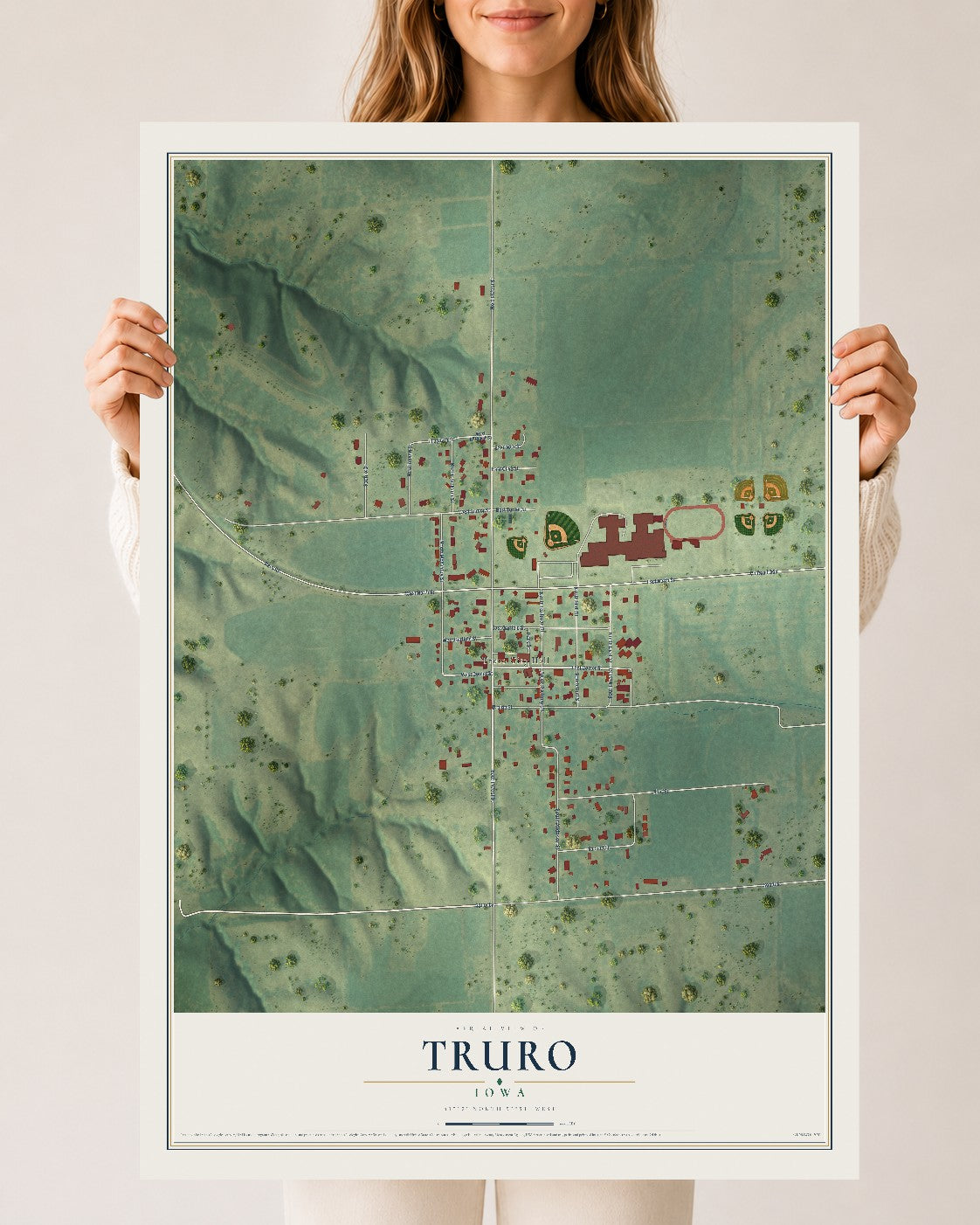 Map of Truro, Iowa, 24 x 36 inch unframed archival matte print