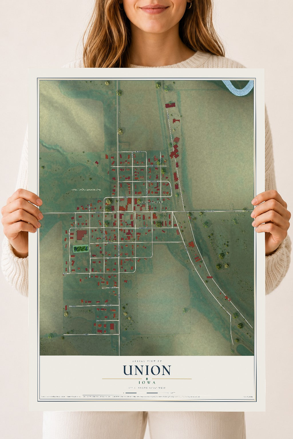Map of Union, Iowa, 18 x 24 inch unframed archival matte print