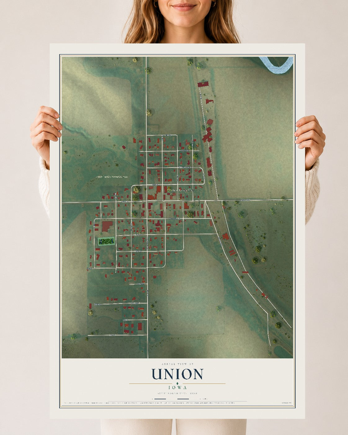 Map of Union, Iowa, 24 x 36 inch unframed archival matte print