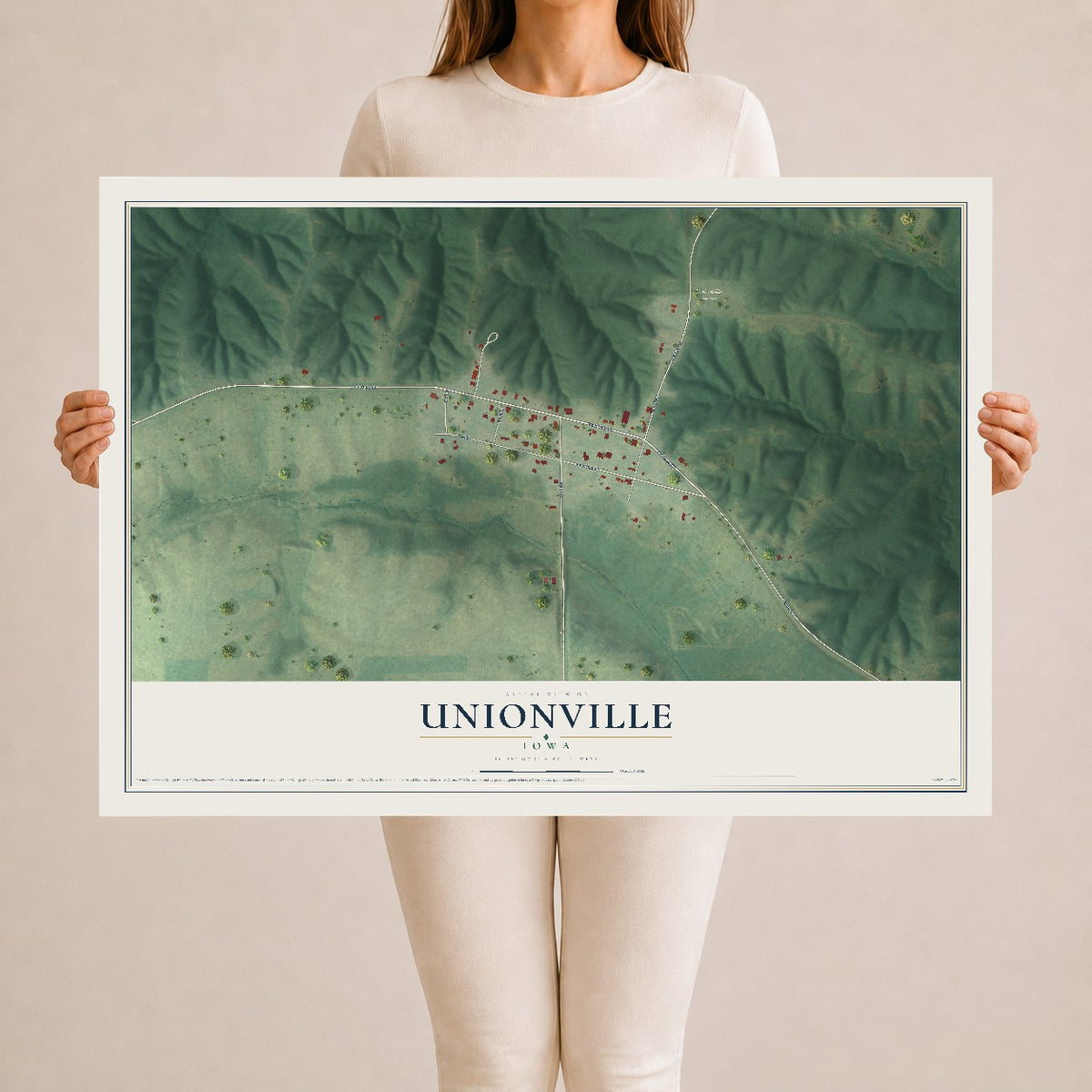 Map of Unionville, Iowa, 24 x 36 inch unframed archival matte print