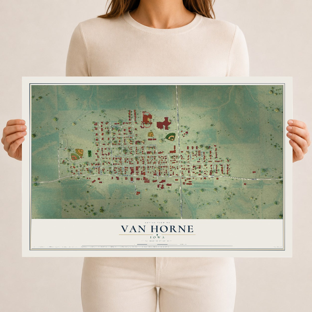 Map of Van Horne, Iowa, 12 x 18 inch unframed archival matte print