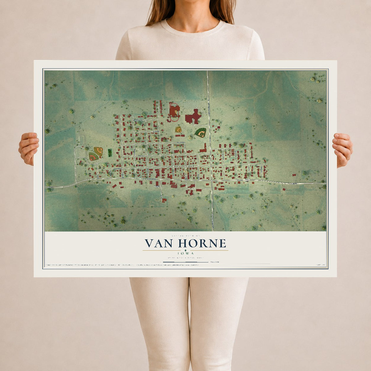 Map of Van Horne, Iowa, 24 x 36 inch unframed archival matte print
