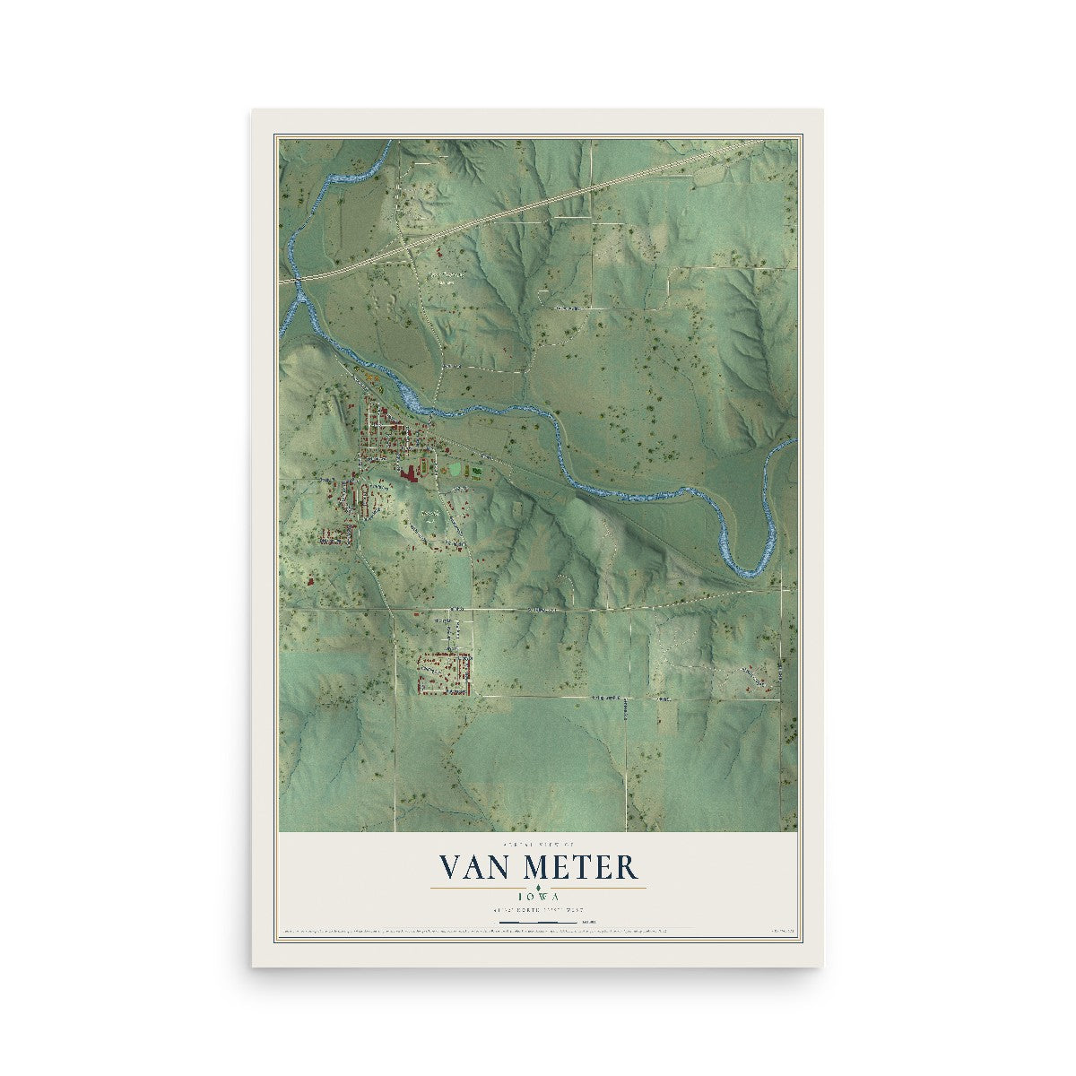 Map of Van Meter, Iowa, 12 x 18 inch unframed archival matte print