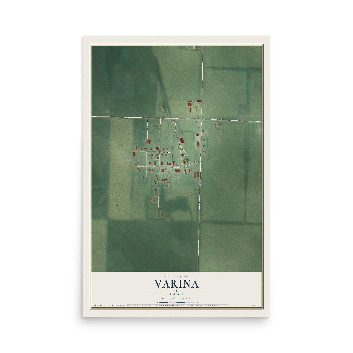 Map of Varina, Iowa, 12 x 18 inch unframed archival matte print