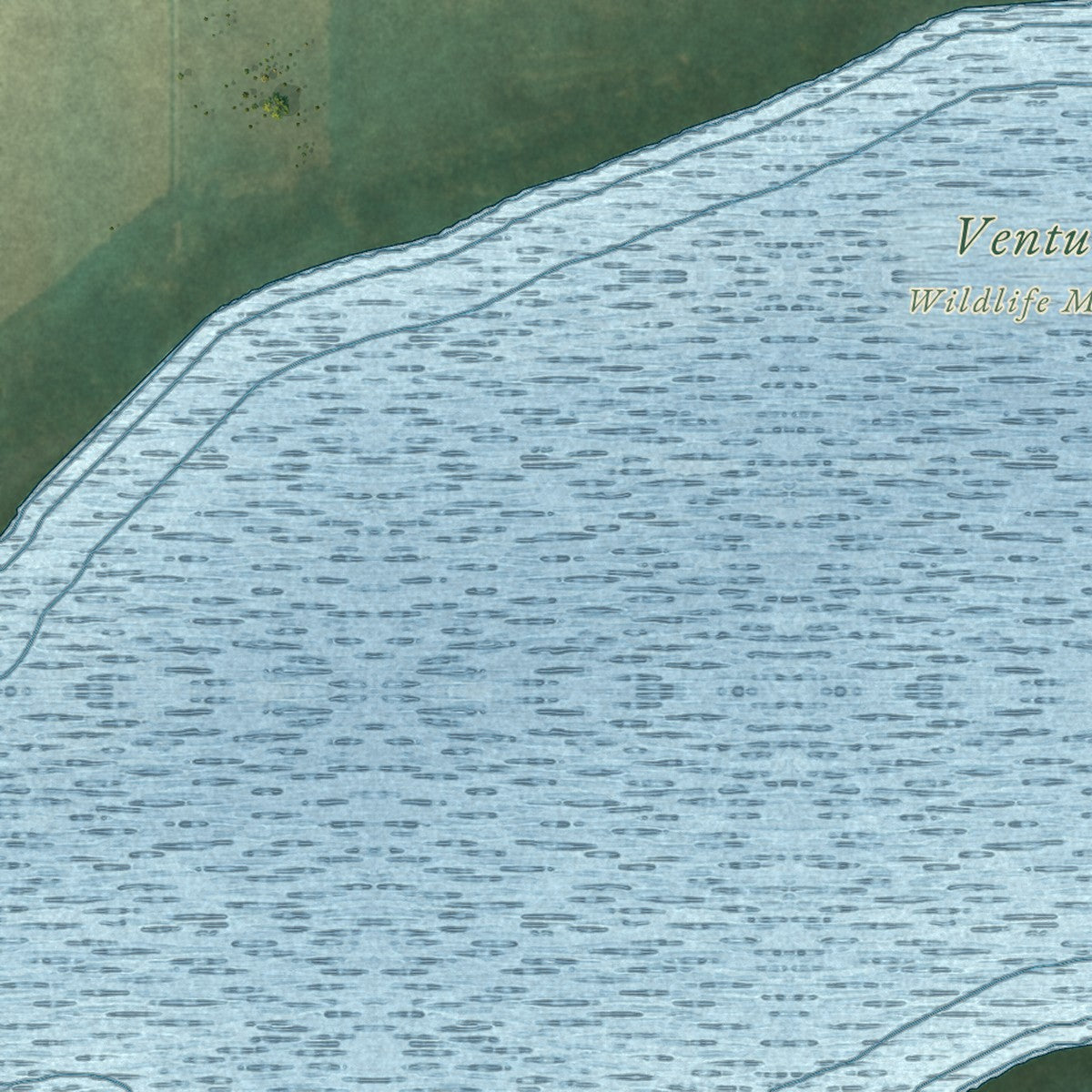 Close-up of the map of Ventura, Iowa print showing street and building detail