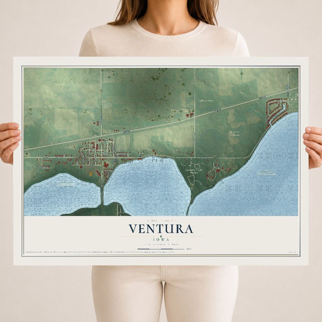 Map of Ventura, Iowa, 18 x 24 inch unframed archival matte print