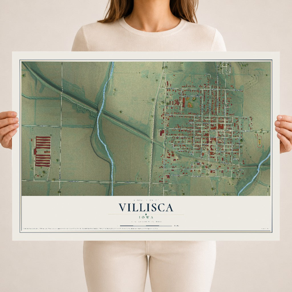 Map of Villisca, Iowa, 18 x 24 inch unframed archival matte print