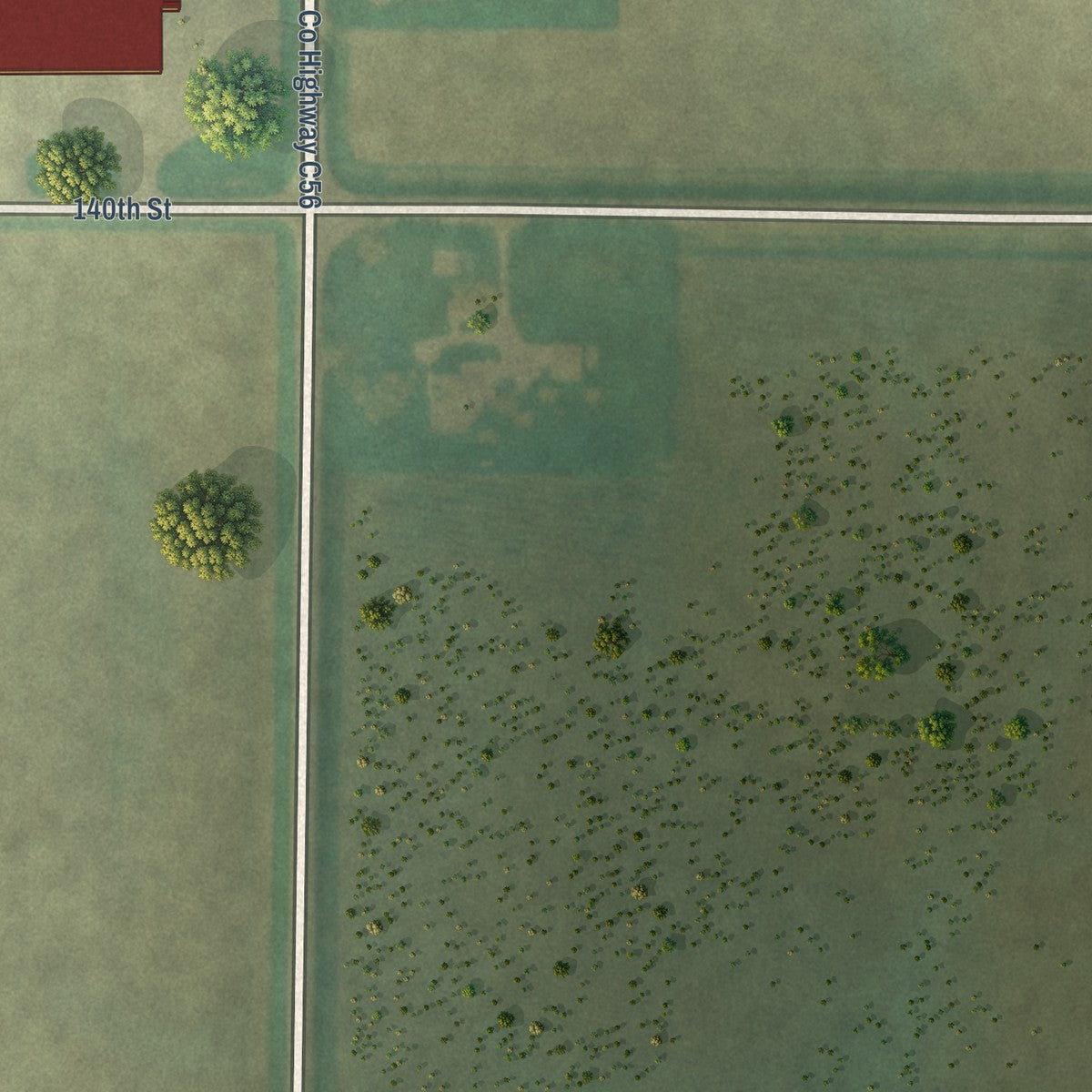 Second close-up of the map of Vincent, Iowa print showing more streets and buildings