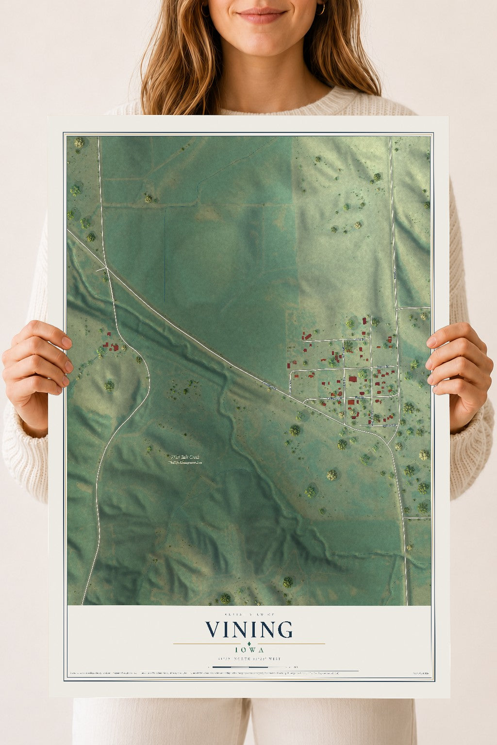 Map of Vining, Iowa, 18 x 24 inch unframed archival matte print