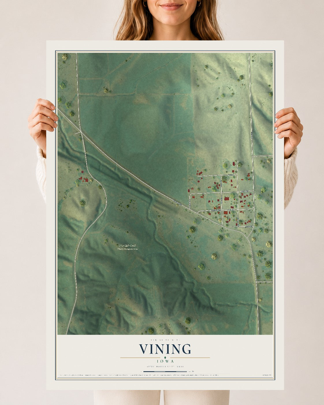 Map of Vining, Iowa, 24 x 36 inch unframed archival matte print
