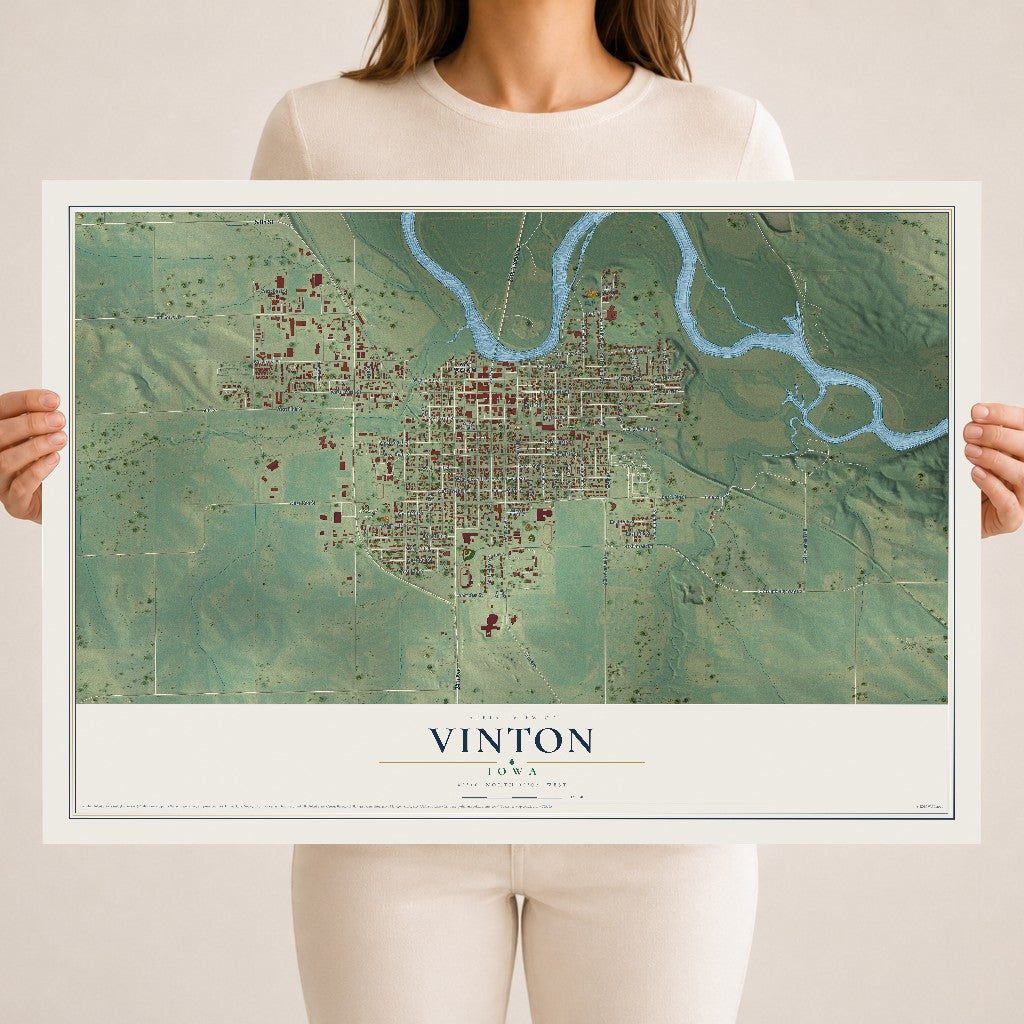 Map of Vinton, Iowa, 18 x 24 inch unframed archival matte print