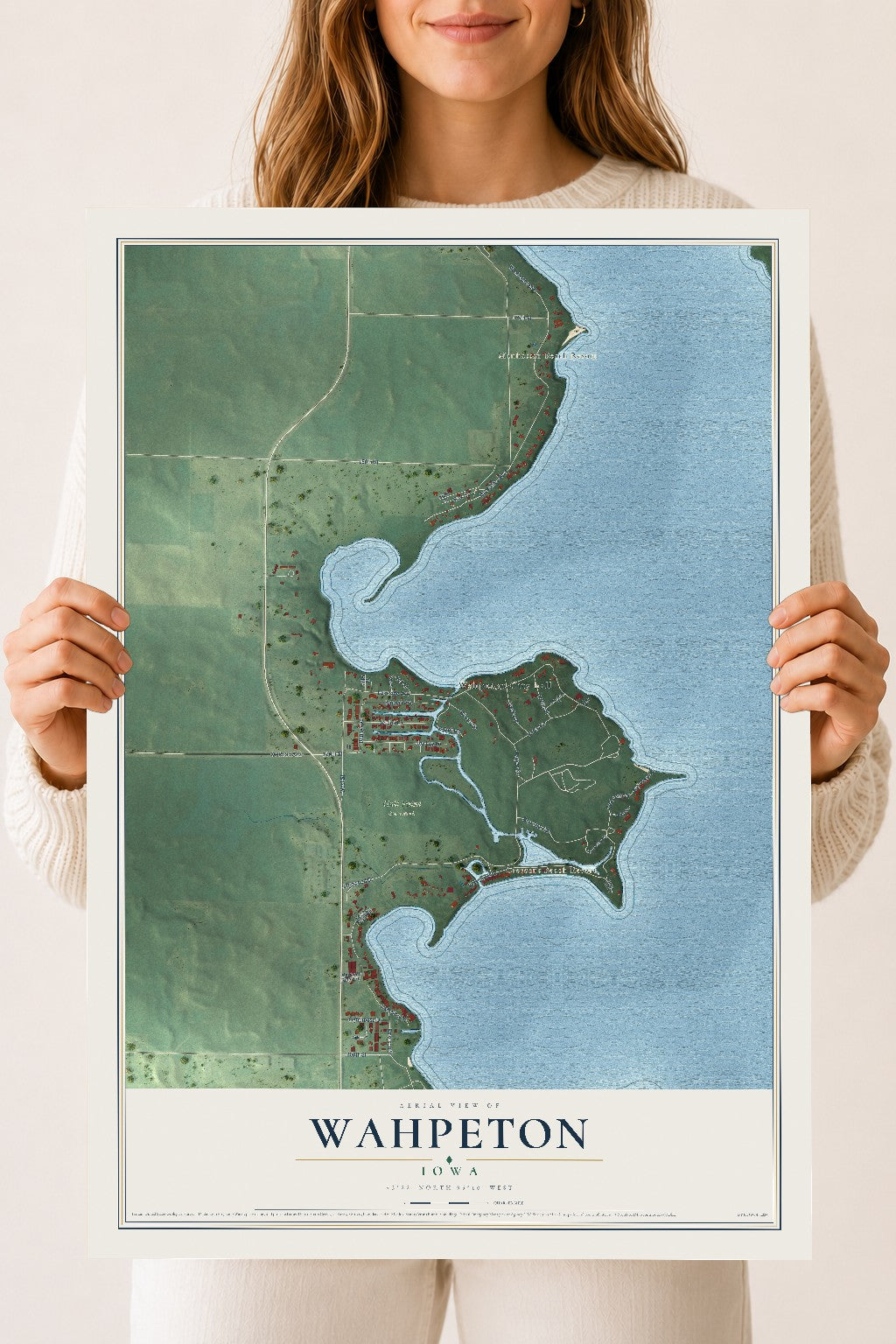 Map of Wahpeton, Iowa, 18 x 24 inch unframed archival matte print