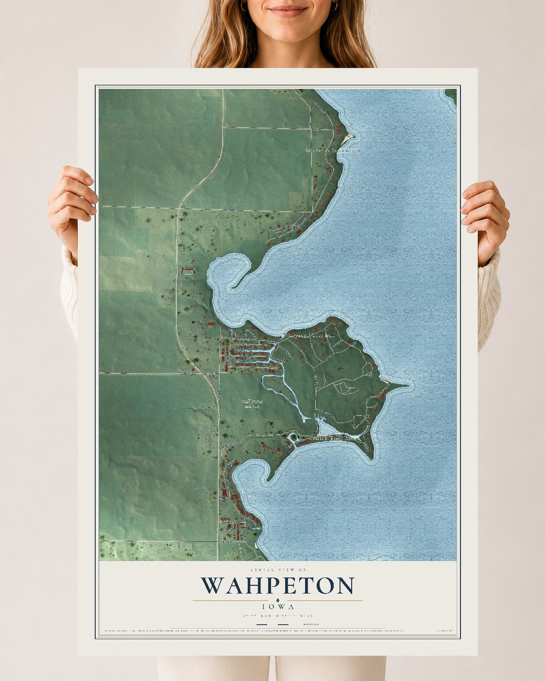 Map of Wahpeton, Iowa, 24 x 36 inch unframed archival matte print
