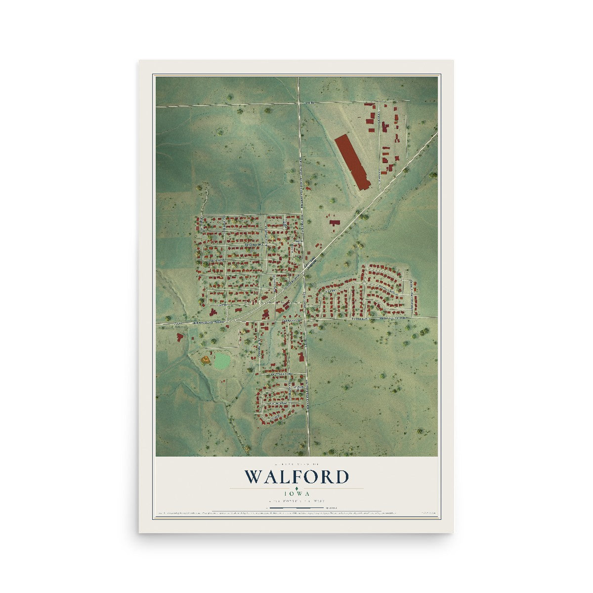 Map of Walford, Iowa, 12 x 18 inch unframed archival matte print