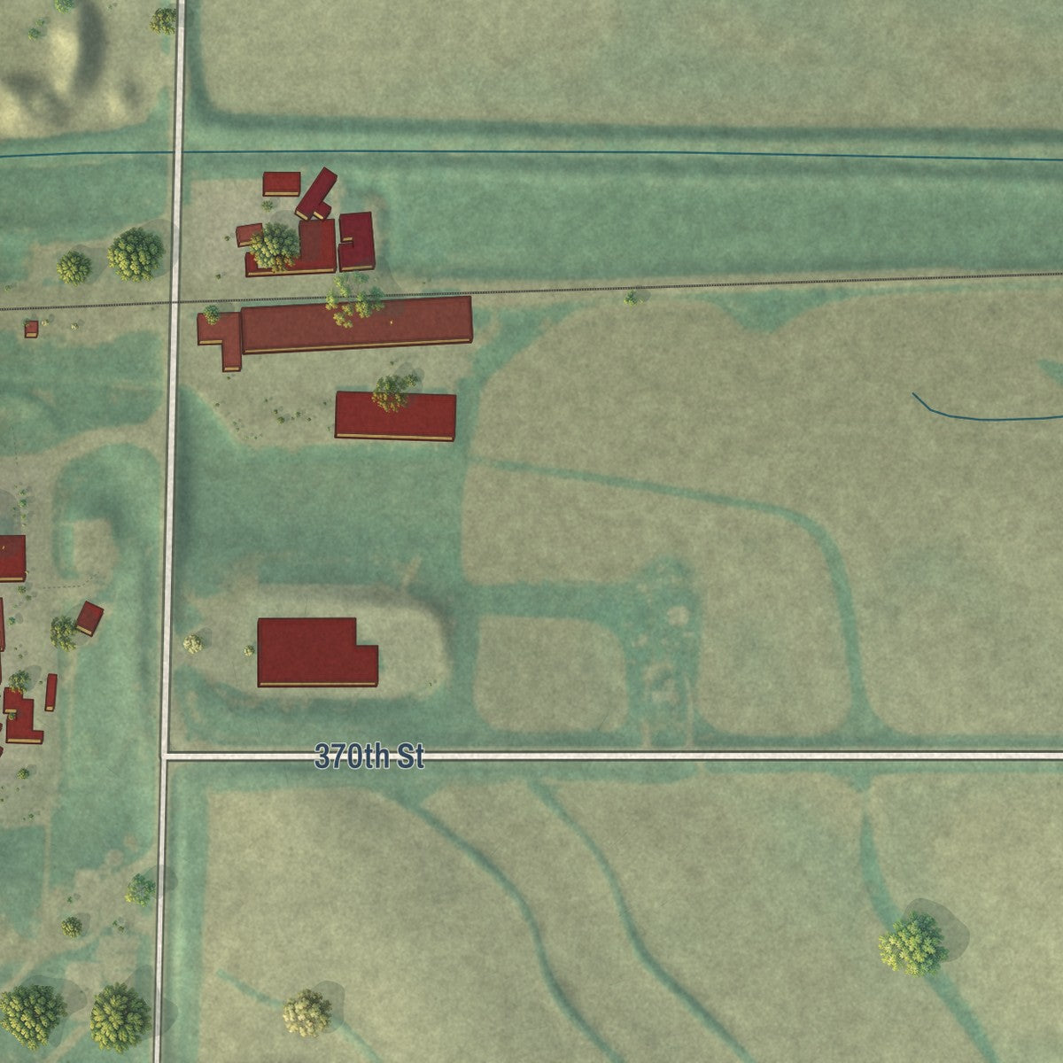 Second close-up of the map of Wall Lake, Iowa print showing more streets and buildings