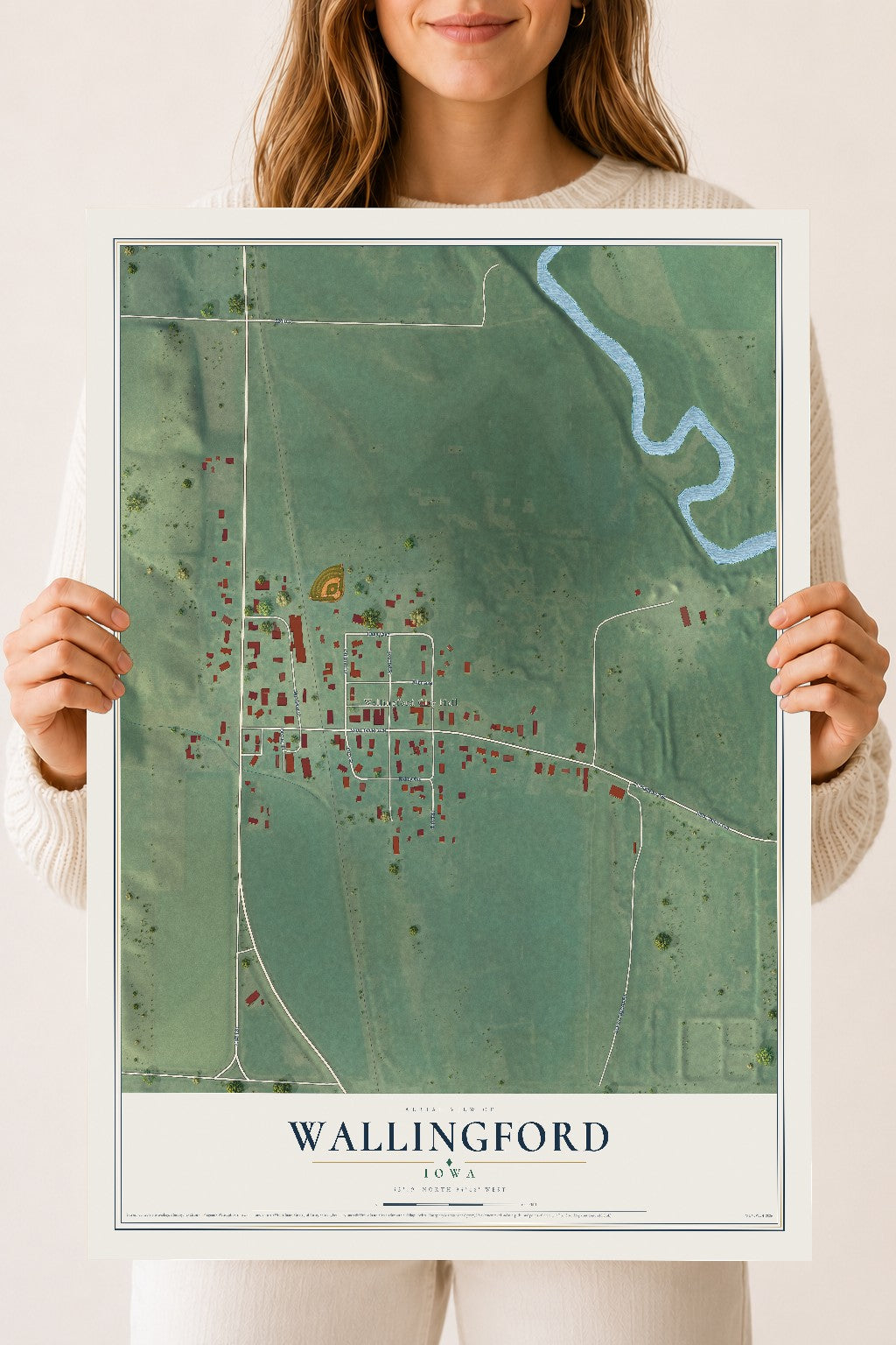 Map of Wallingford, Iowa, 18 x 24 inch unframed archival matte print