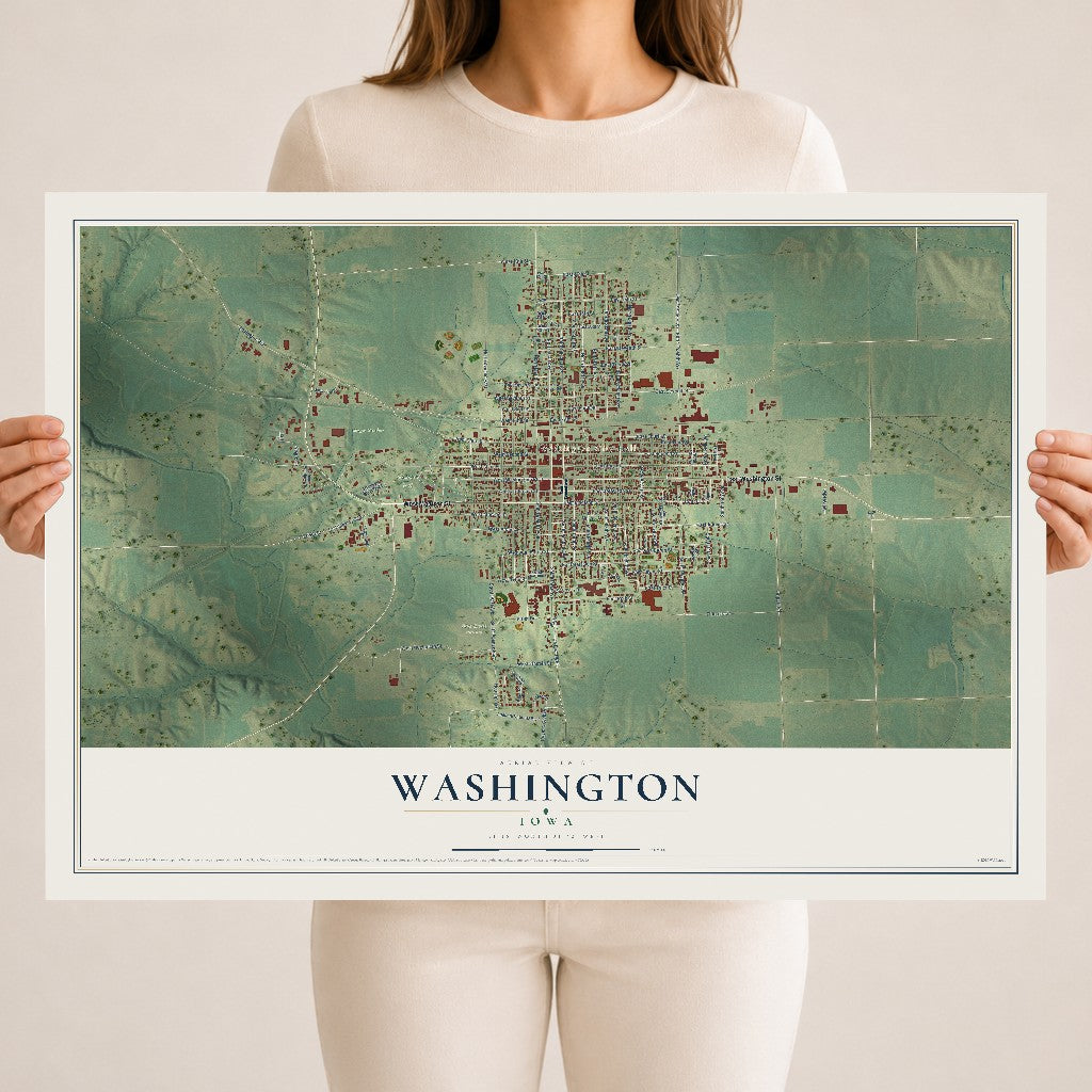 Map of Washington, Iowa, 18 x 24 inch unframed archival matte print