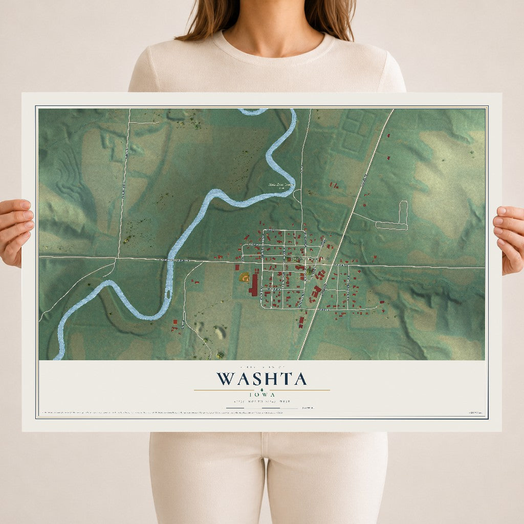 Map of Washta, Iowa, 18 x 24 inch unframed archival matte print