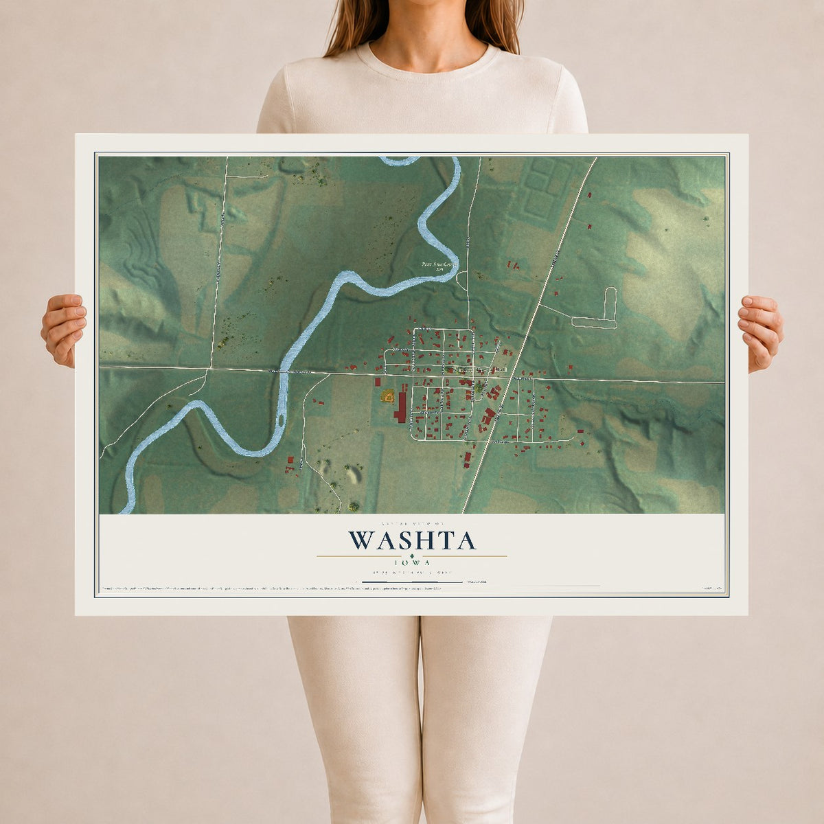 Map of Washta, Iowa, 24 x 36 inch unframed archival matte print