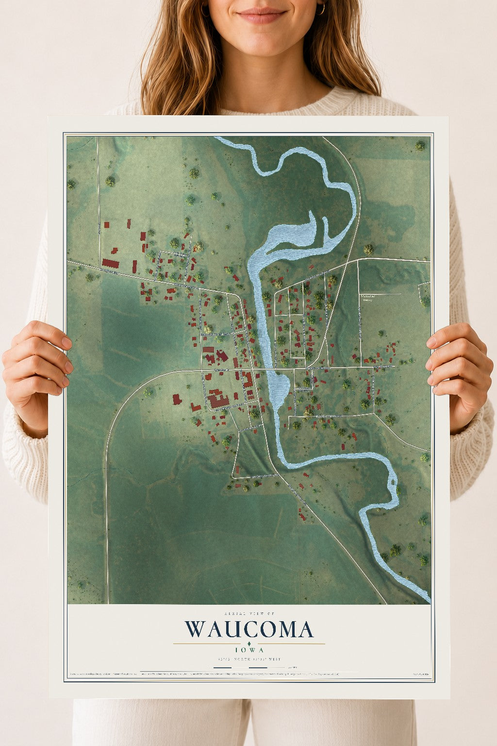 Map of Waucoma, Iowa, 18 x 24 inch unframed archival matte print
