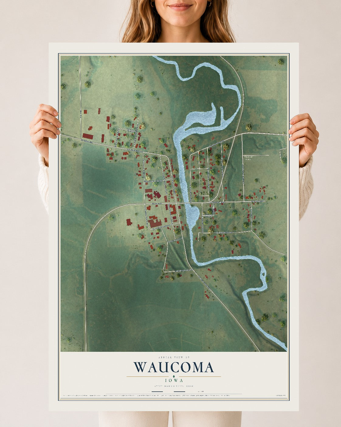 Map of Waucoma, Iowa, 24 x 36 inch unframed archival matte print