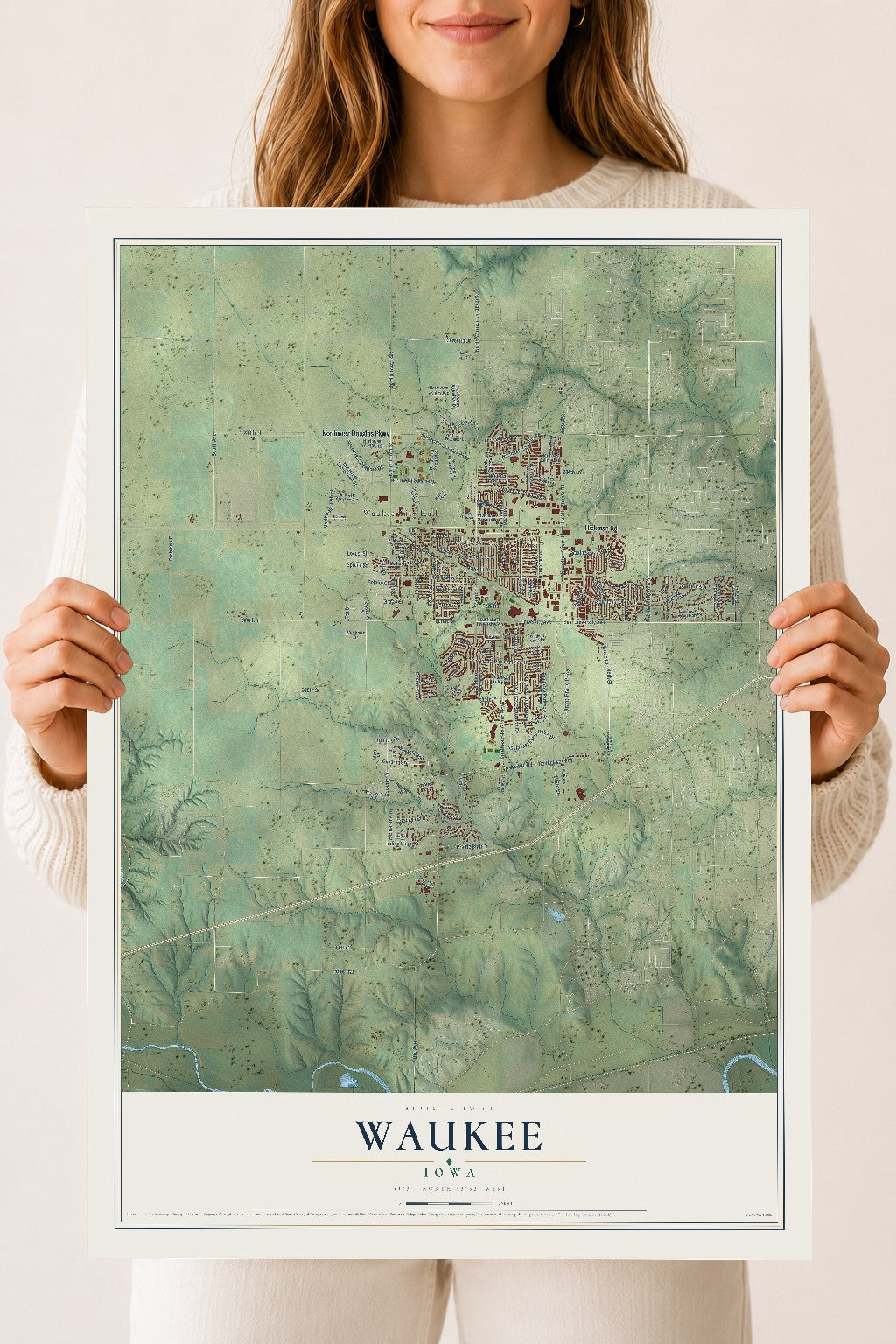 Map of Waukee, Iowa, 18 x 24 inch unframed archival matte print