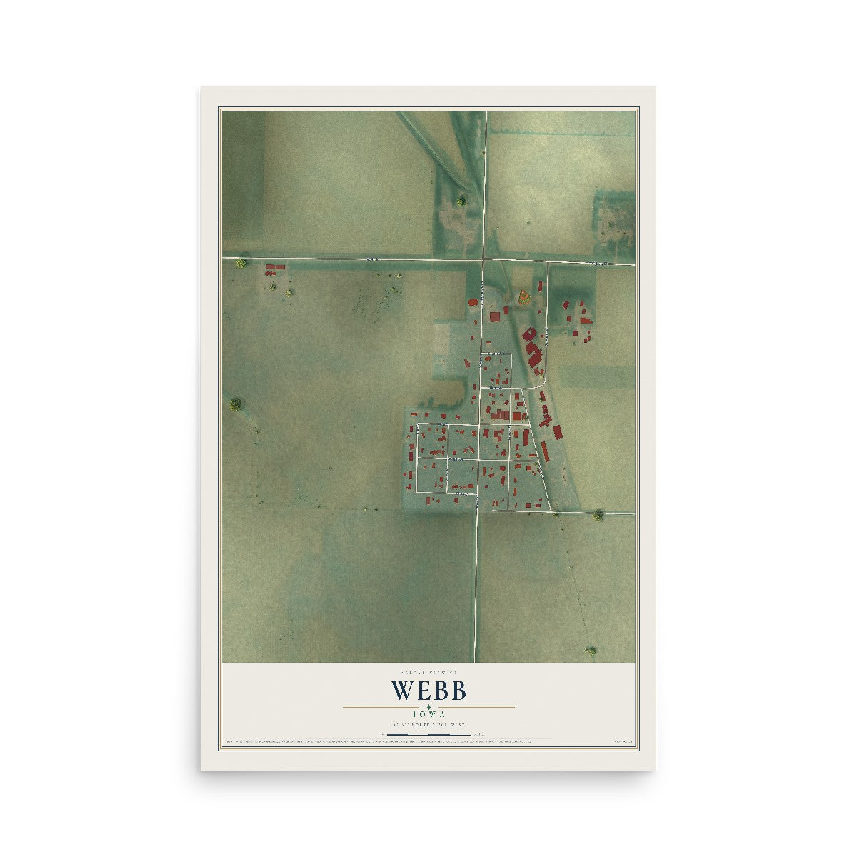 Map of Webb, Iowa, 12 x 18 inch unframed archival matte print