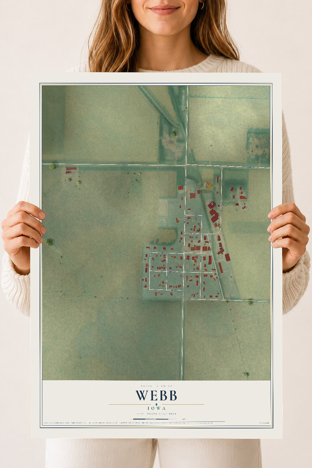 Map of Webb, Iowa, 18 x 24 inch unframed archival matte print