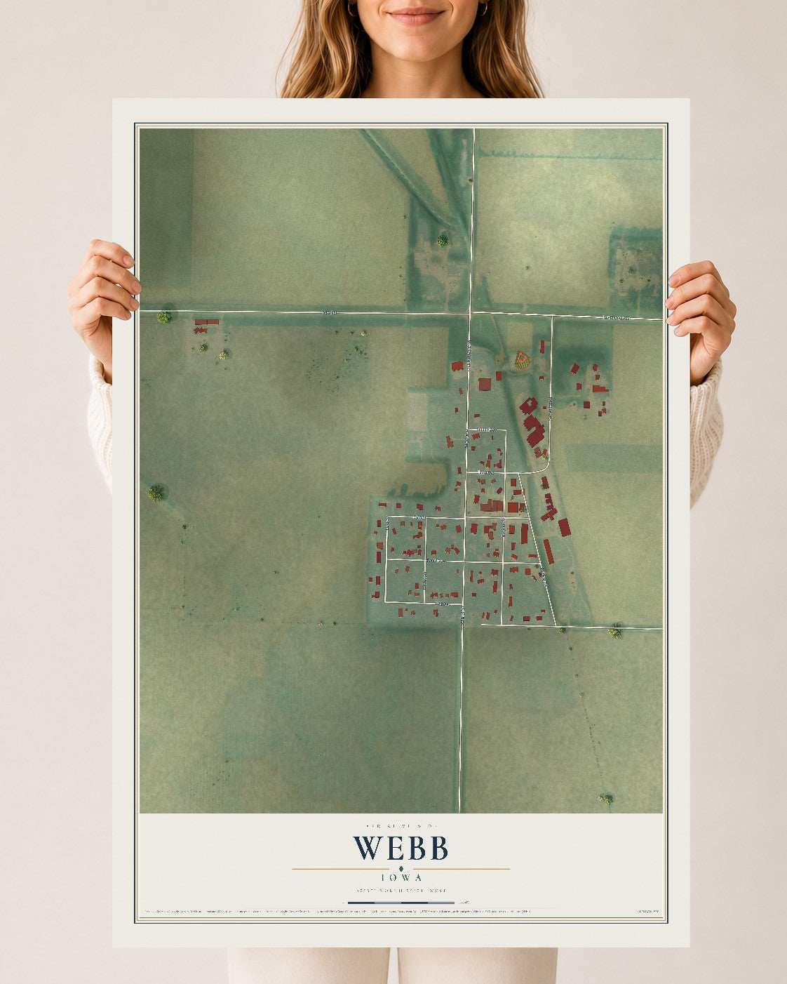 Map of Webb, Iowa, 24 x 36 inch unframed archival matte print