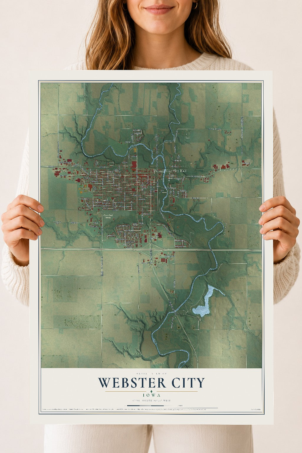 Map of Webster City, Iowa, 18 x 24 inch unframed archival matte print