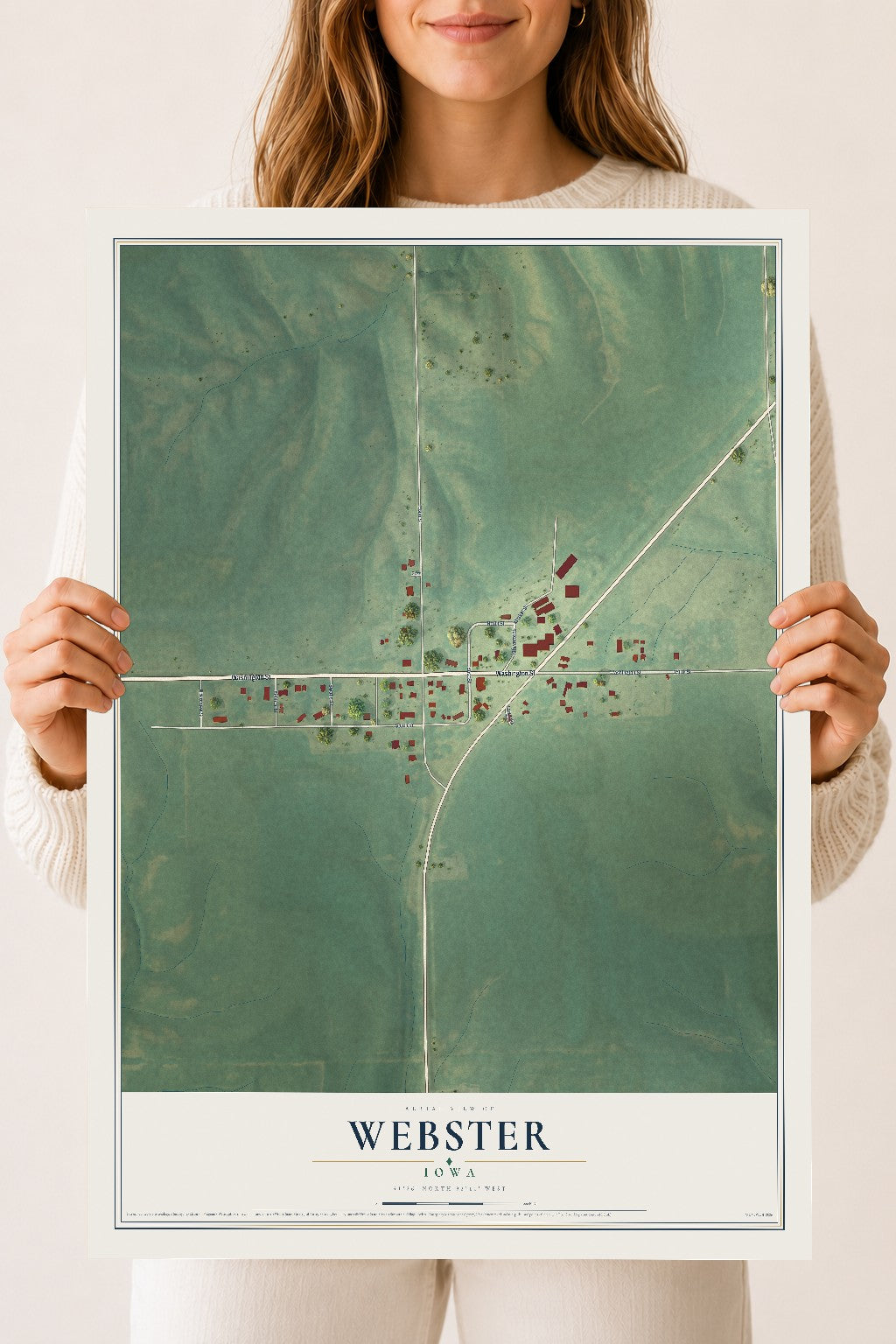 Map of Webster, Iowa, 18 x 24 inch unframed archival matte print