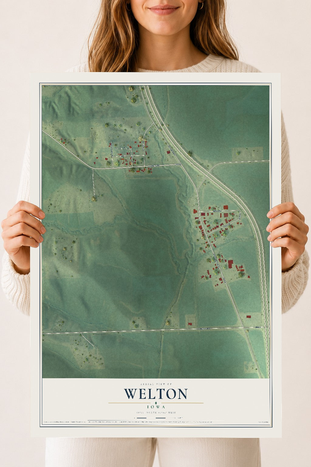 Map of Welton, Iowa, 18 x 24 inch unframed archival matte print