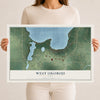 Map of West Okoboji, Iowa, 12 x 18 inch unframed archival matte print