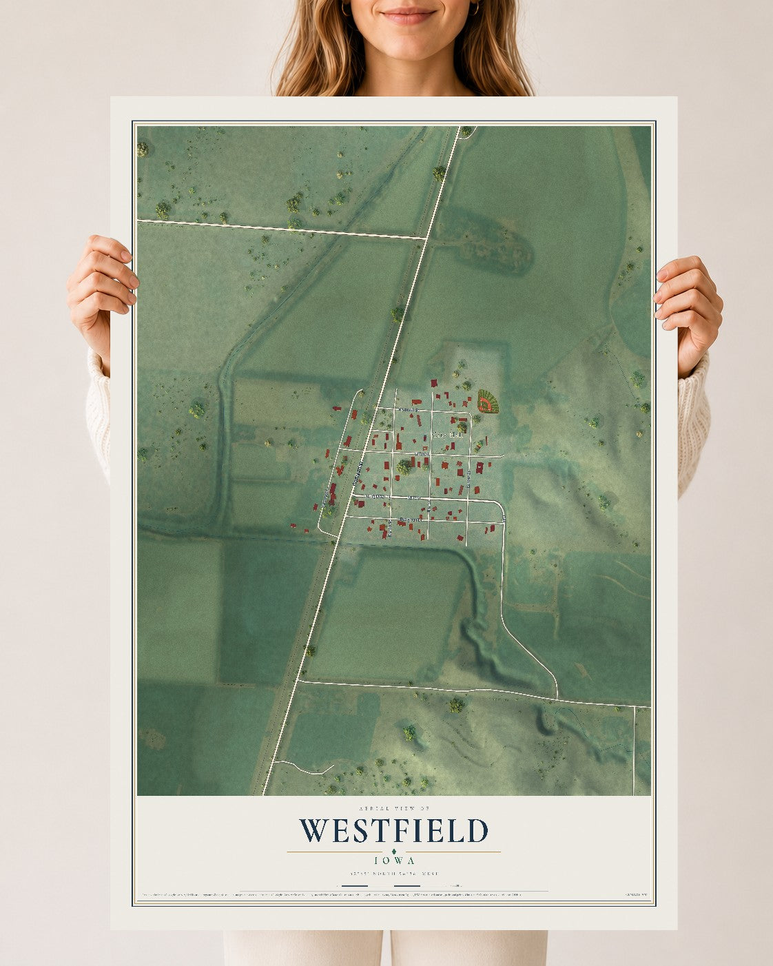 Map of Westfield, Iowa, 24 x 36 inch unframed archival matte print