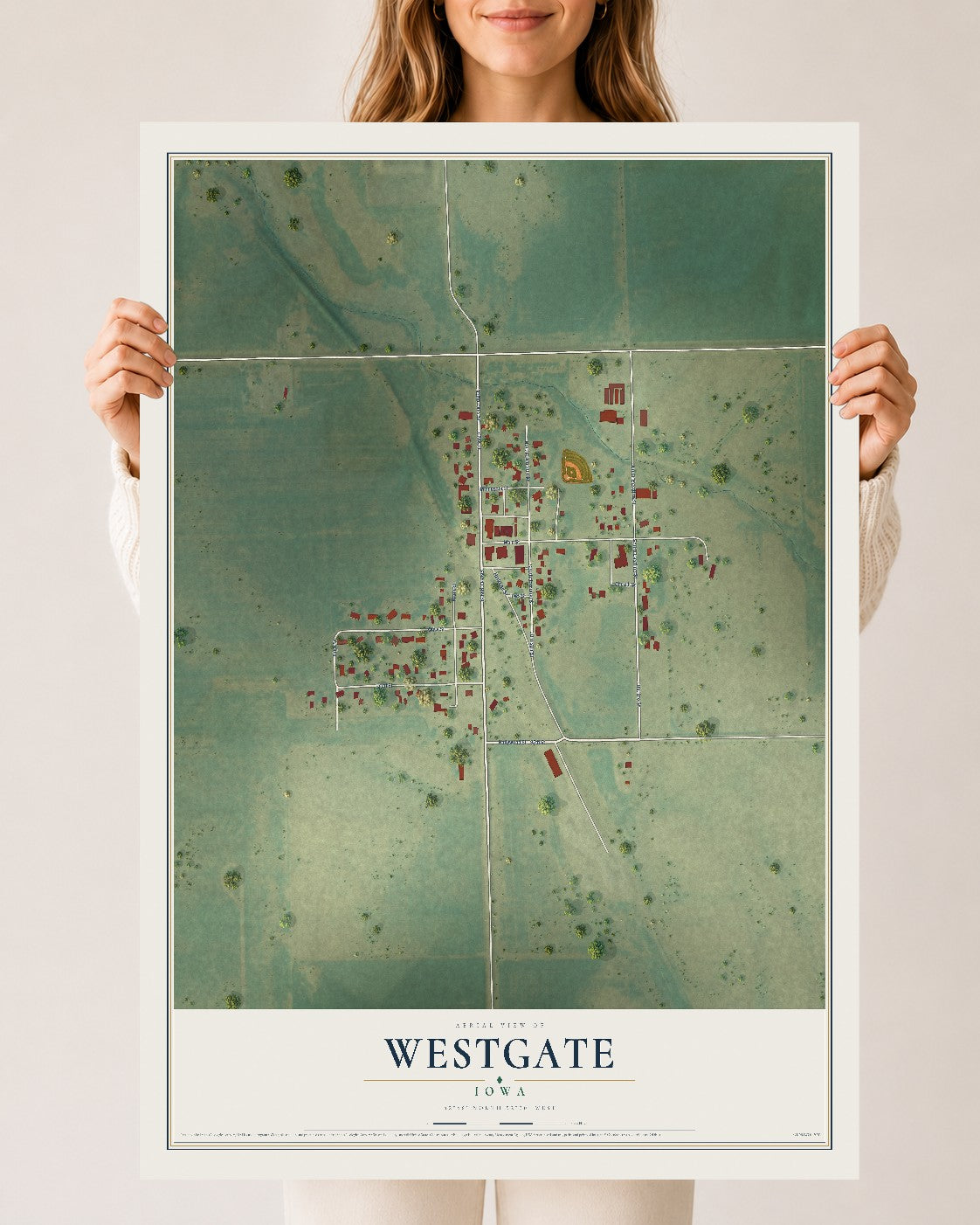 Map of Westgate, Iowa, 24 x 36 inch unframed archival matte print