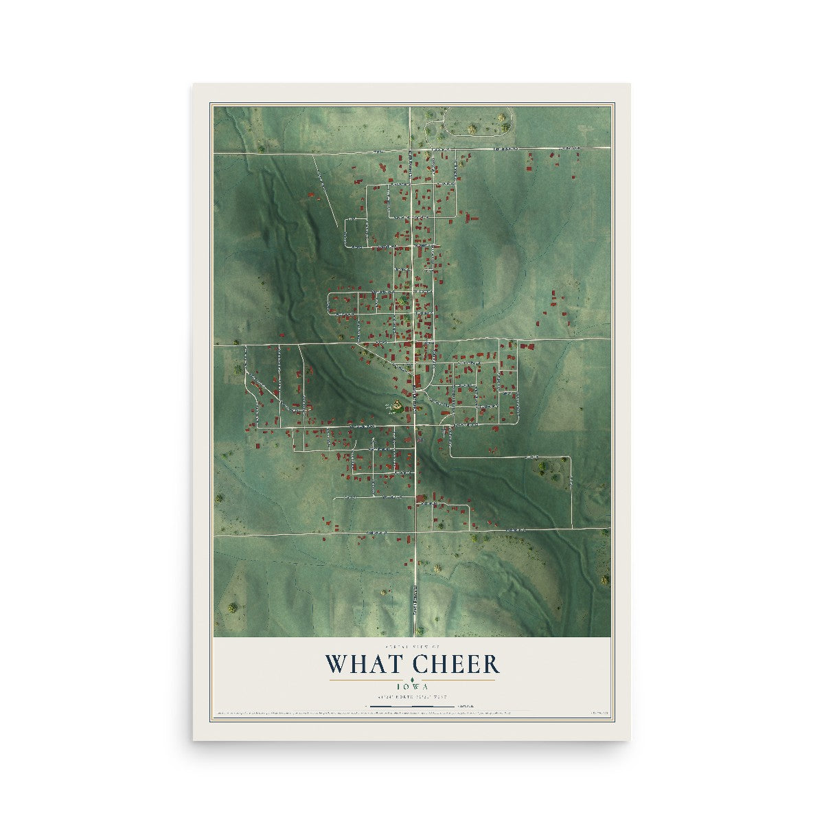 Map of What Cheer, Iowa, 12 x 18 inch unframed archival matte print