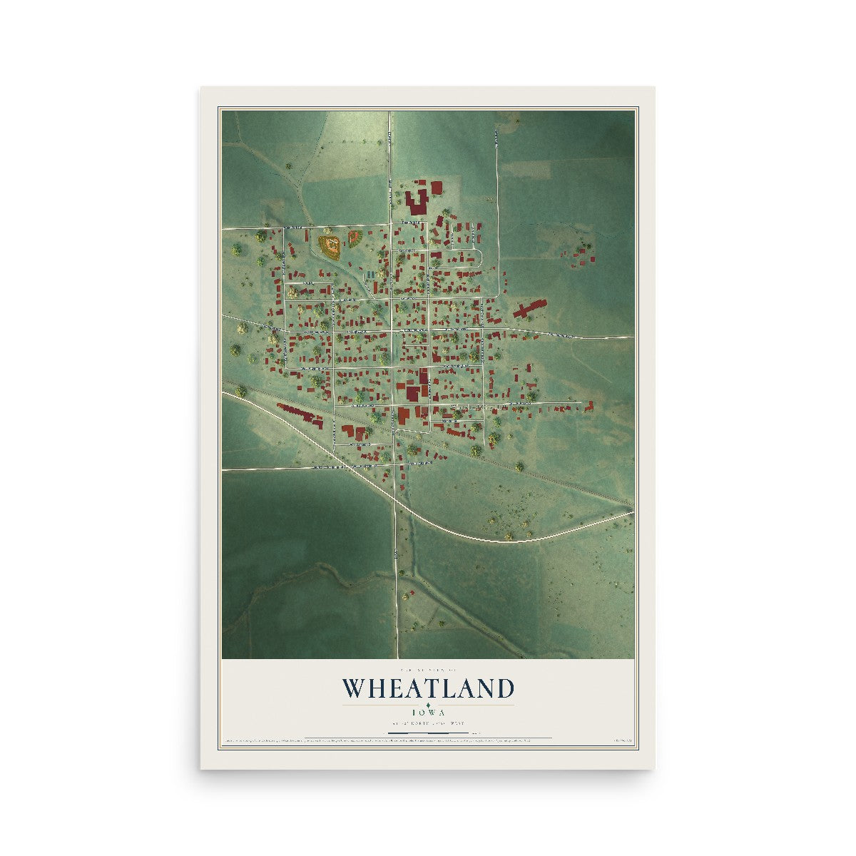 Map of Wheatland, Iowa, 12 x 18 inch unframed archival matte print